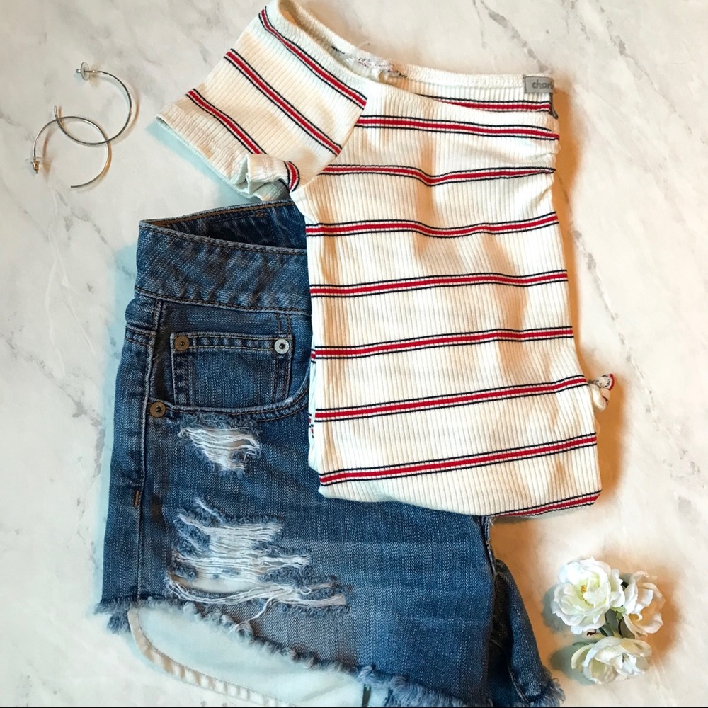 Charlotte Russe Off the Shoulder Crop Top